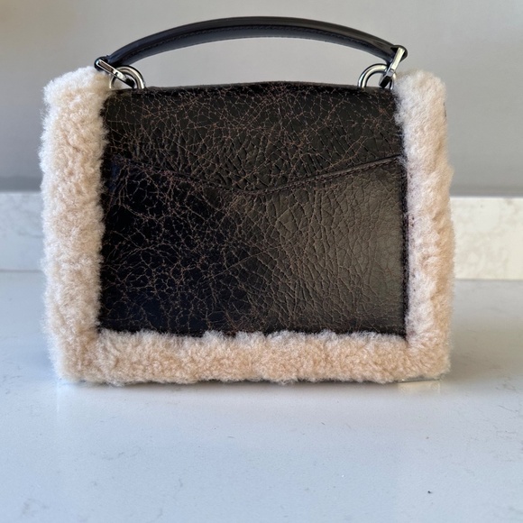NWT | The Kooples | Leather Shearling-Trim Emily Cross-Body Bag - Picture 6 of 10